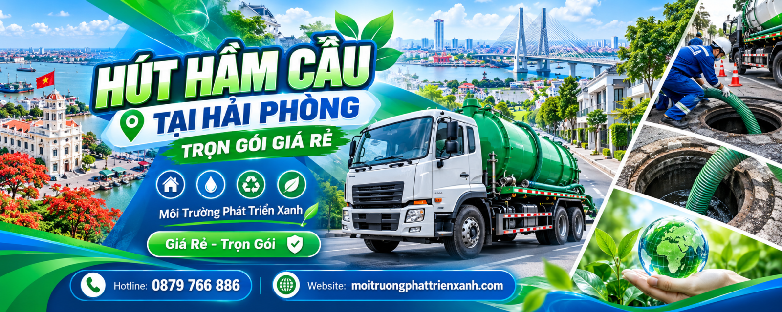 Kỹ thuật viên thi công hút hầm cầu tại Hải Phòng trọn gói giá rẻ