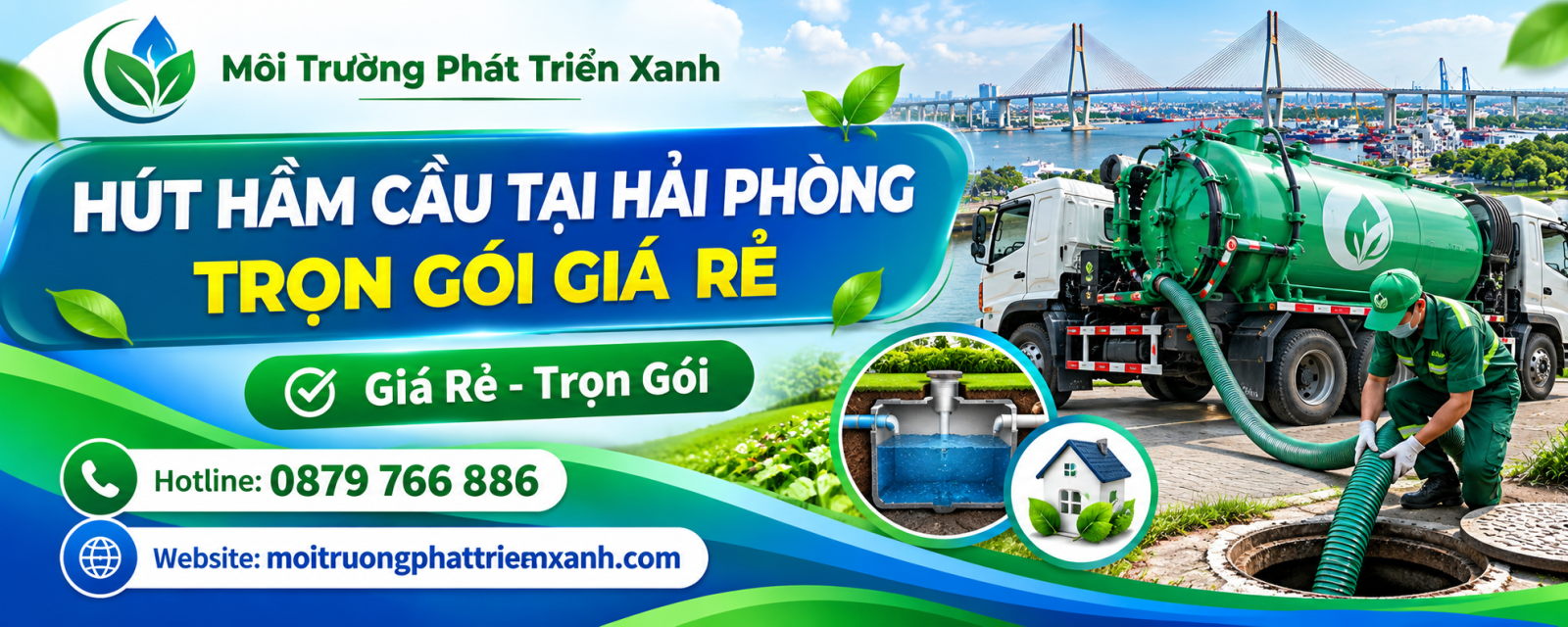 Khu vực phục vụ hút hầm cầu tại Hải Phòng trọn gói giá rẻ trên toàn thành phố