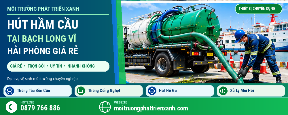 Hút Hầm Cầu Tại Bạch Long Vĩ Hải Phòng Giá Rẻ - Minh họa thiết bị hút bùn và thu gom chất thải an toàn