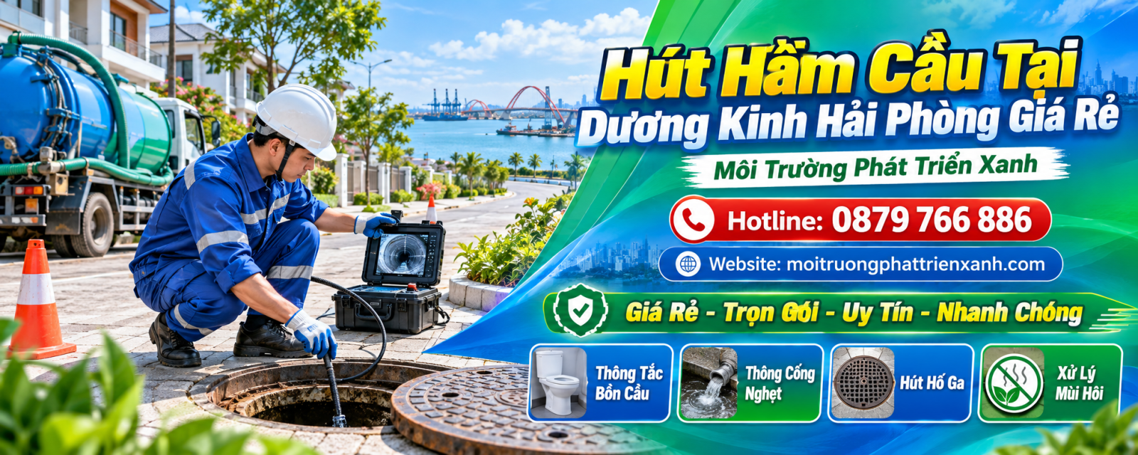 Hút Hầm Cầu Tại Dương Kinh Hải Phòng Giá Rẻ - Khảo sát bể tự hoại và kiểm tra tình trạng hầm cầu
