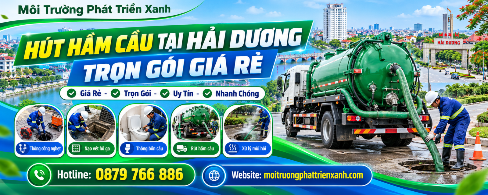Quy trình hút hầm cầu tại Hải Dương trọn gói giá rẻ của kỹ thuật viên