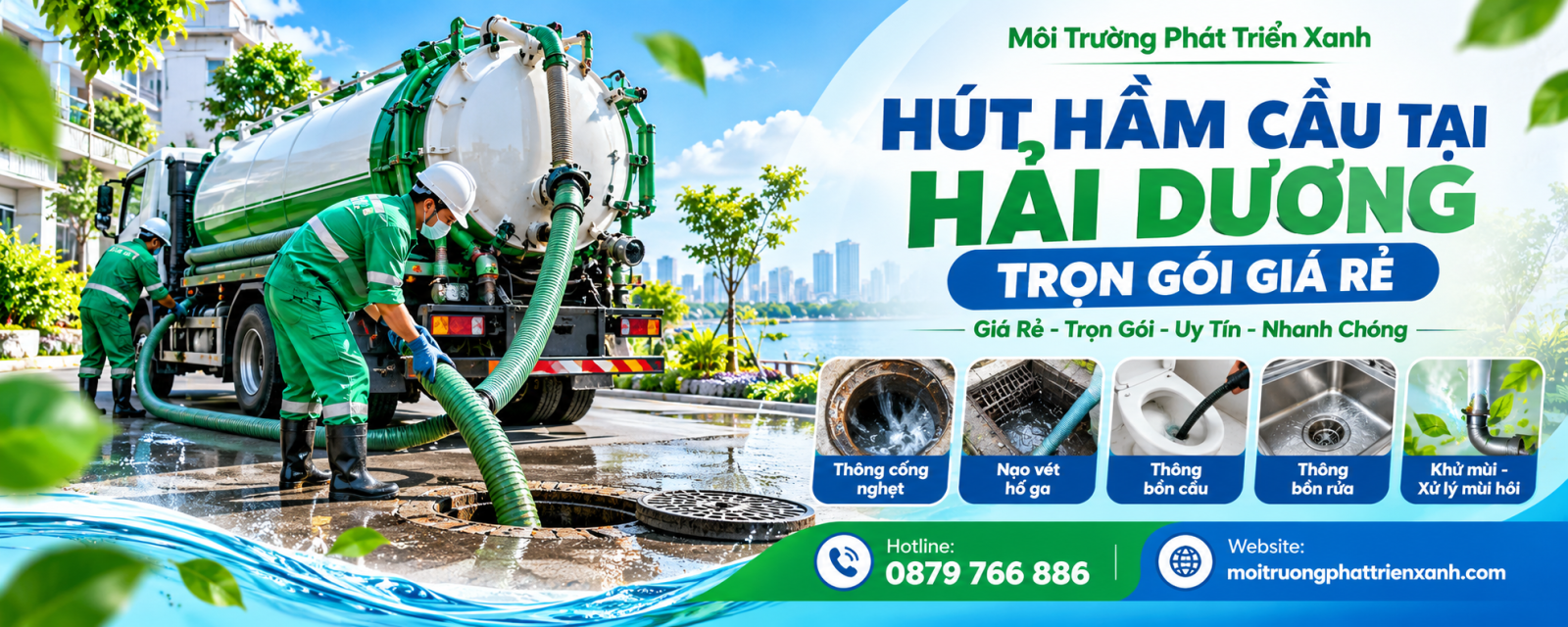 Đội ngũ công ty Môi trường Phát triển Xanh hút hầm cầu tại Hải Dương trọn gói giá rẻ