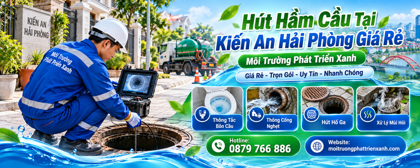 Hút Hầm Cầu Tại Kiến An Hải Phòng Giá Rẻ - Khảo sát hầm cầu và kiểm tra tình trạng bể tự hoại trước thi công