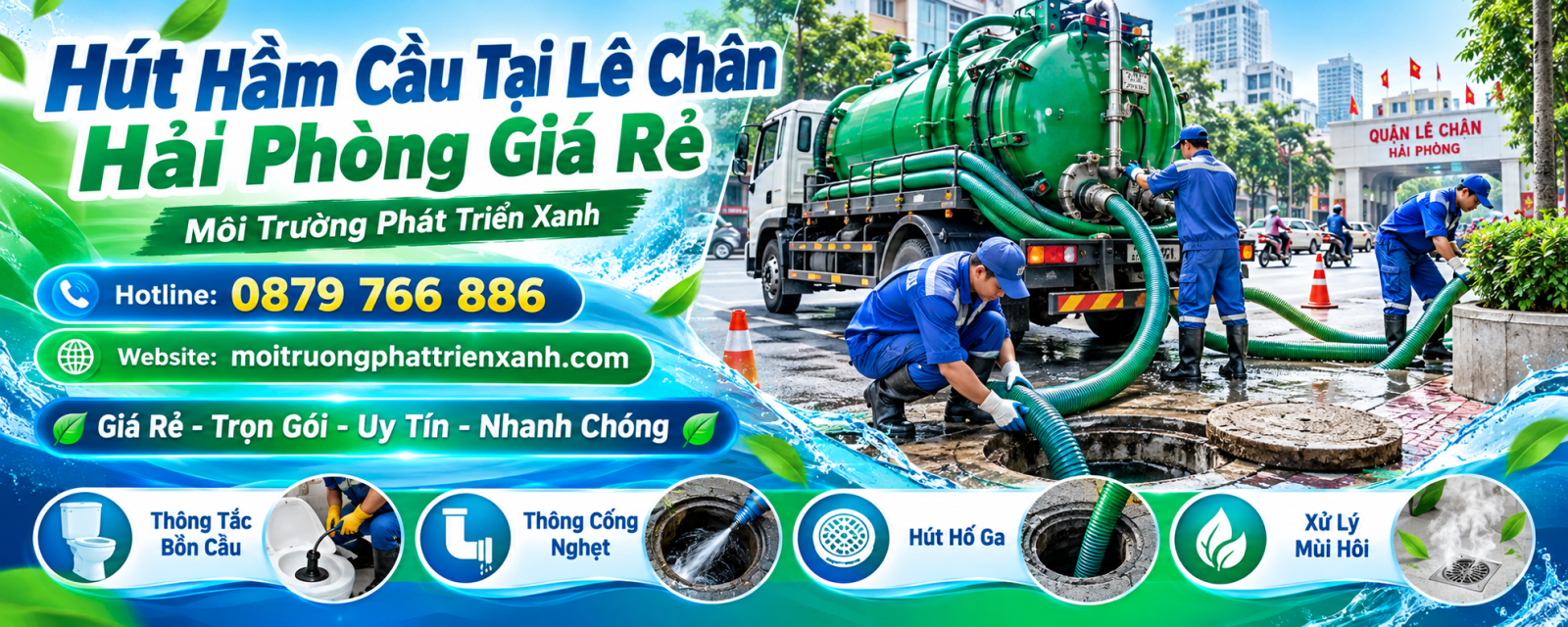 Hút Hầm Cầu Tại Lê Chân Hải Phòng Giá Rẻ - Xe hút chuyên dụng thi công hút bùn và chất thải