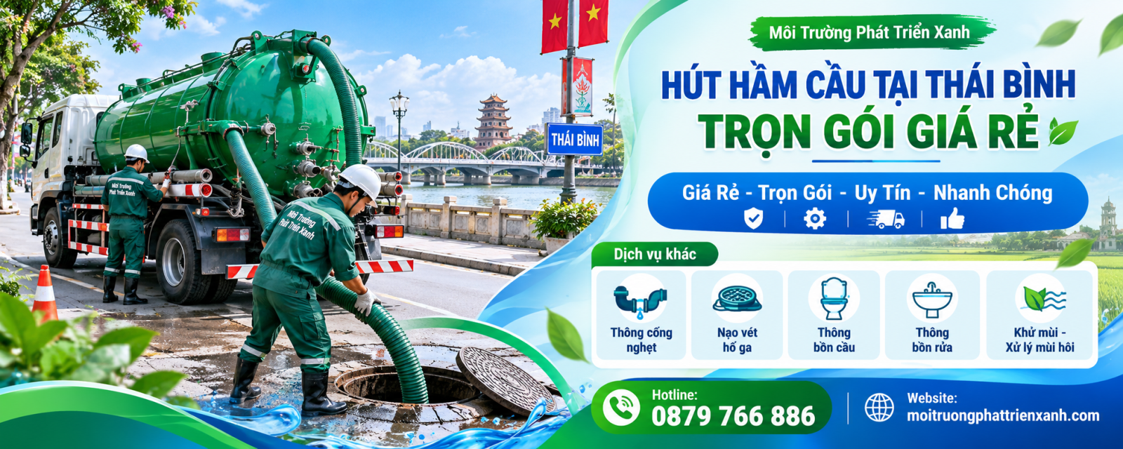 Công Ty Môi Trường Phát Triển Xanh - đội ngũ hút hầm cầu tại Thái Bình