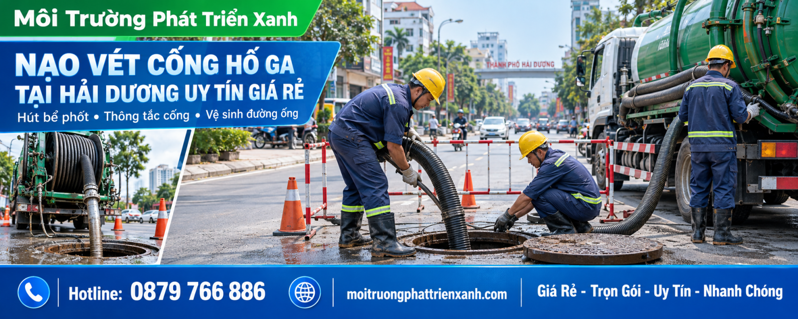 Nạo vét cống hố ga tại Hải Dương uy tín giá rẻ – thi công hút bùn và làm sạch đường thoát nước