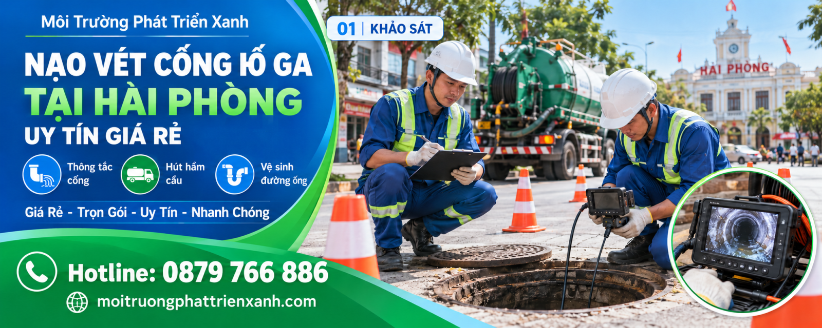 Quy trình Nạo Vét Cống Hố Ga Tại Hải Phòng Uy Tín Giá Rẻ được khảo sát kỹ trước khi thi công