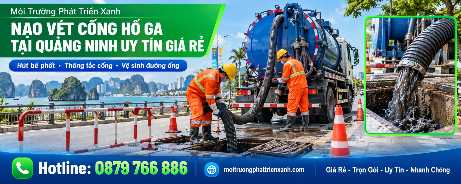 Nạo vét cống hố ga tại Quảng Ninh uy tín giá rẻ - thu gom bùn và xử lý cặn trong hố ga