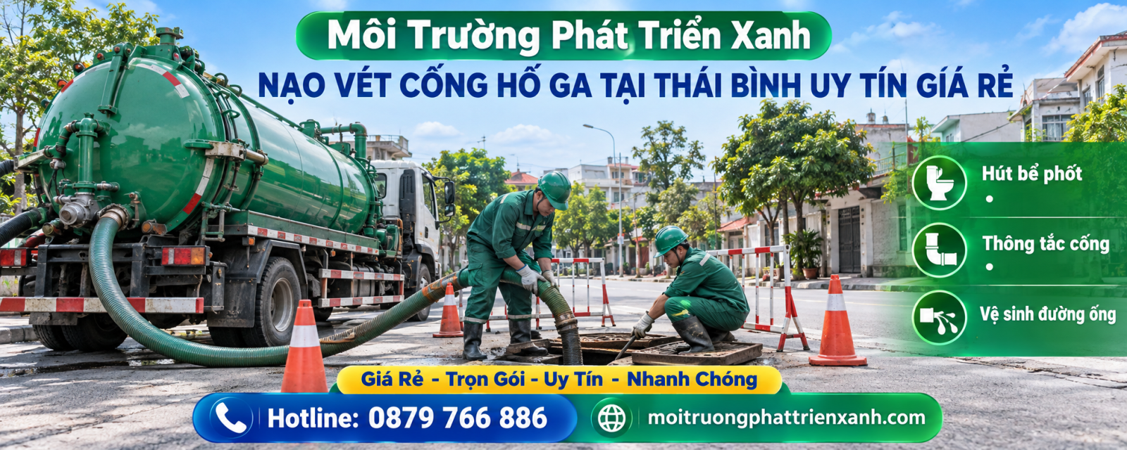 Nạo vét cống hố ga tại Thái Bình uy tín giá rẻ - thi công lấy bùn cặn và thu gom chất thải