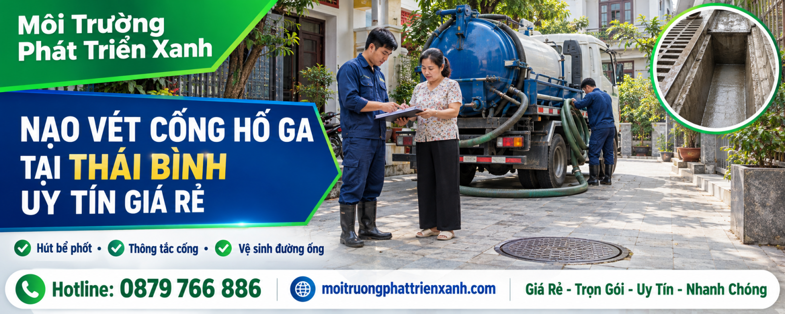 Nạo vét cống hố ga tại Thái Bình uy tín giá rẻ - kiểm tra thoát nước và vệ sinh sau thi công