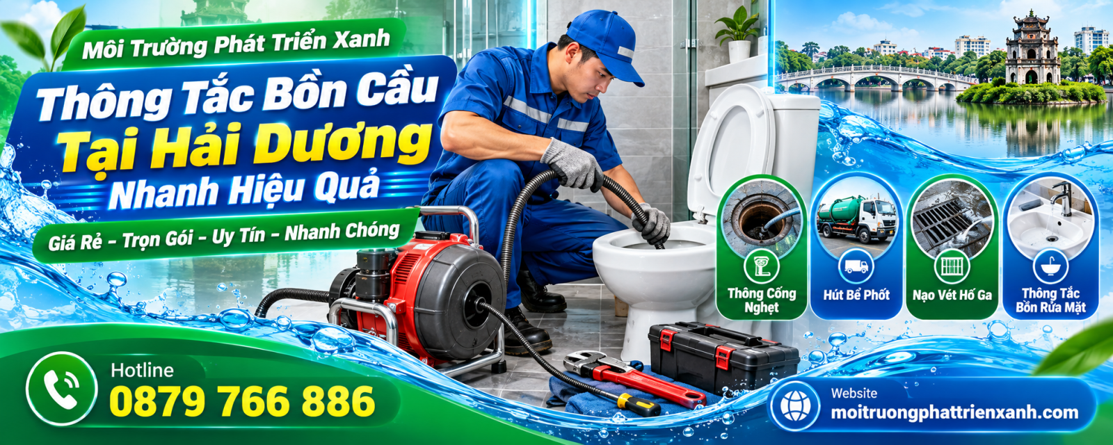 Thông Tắc Bồn Cầu Tại Hải Dương Nhanh Hiệu Quả - Sử dụng dụng cụ chuyên dụng xử lý đường ống bị nghẹt