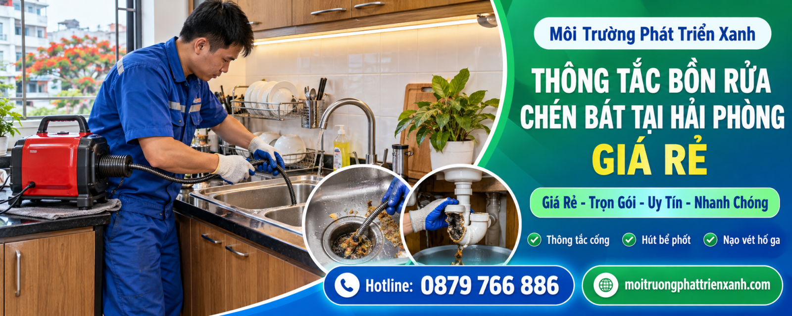 Thông Tắc Bồn Rửa Chén Bát Tại Hải Phòng Giá Rẻ - xử lý cặn bám và vật cản trong đường ống thoát