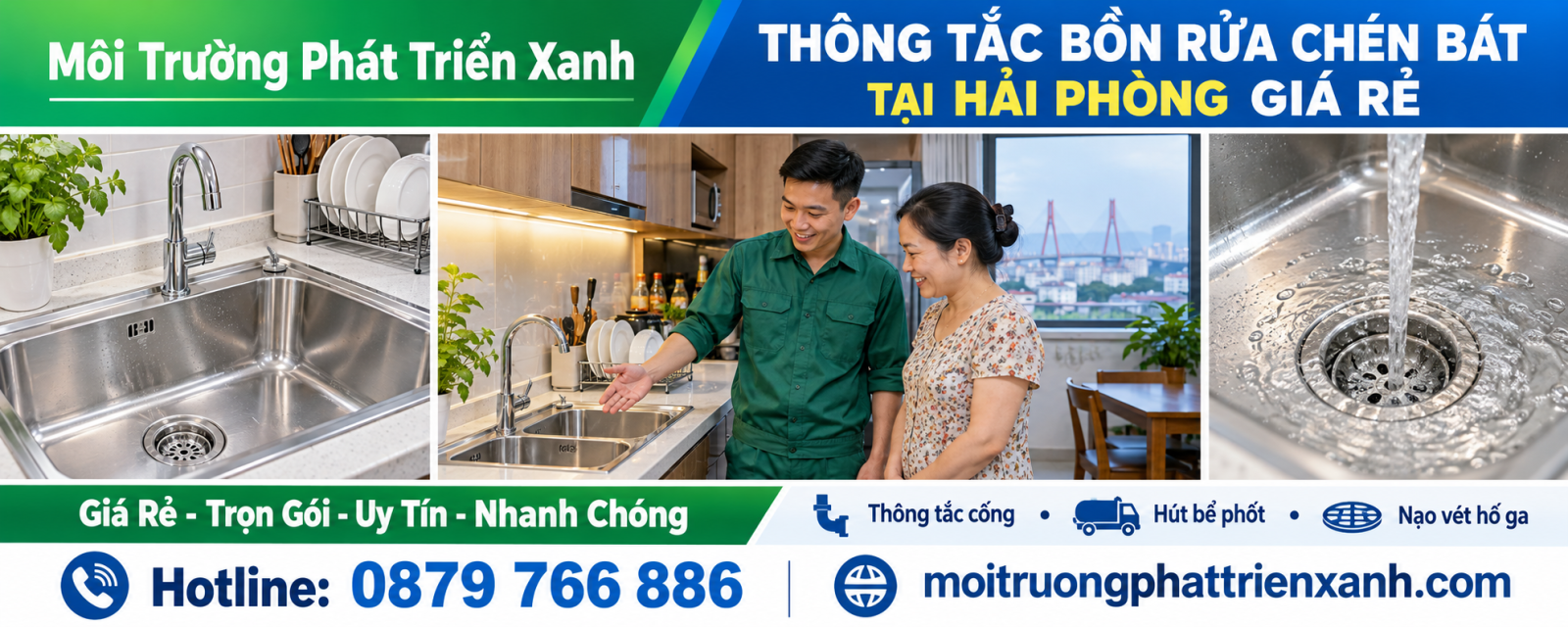 Thông Tắc Bồn Rửa Chén Bát Tại Hải Phòng Giá Rẻ - kiểm tra thoát nước và vệ sinh sau xử lý