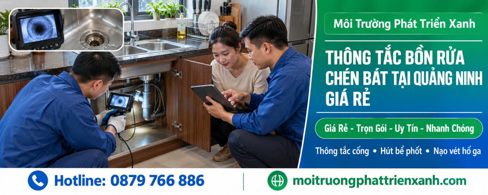 Thông tắc bồn rửa chén bát tại Quảng Ninh giá rẻ - kiểm tra chậu rửa và xi phông dưới bếp