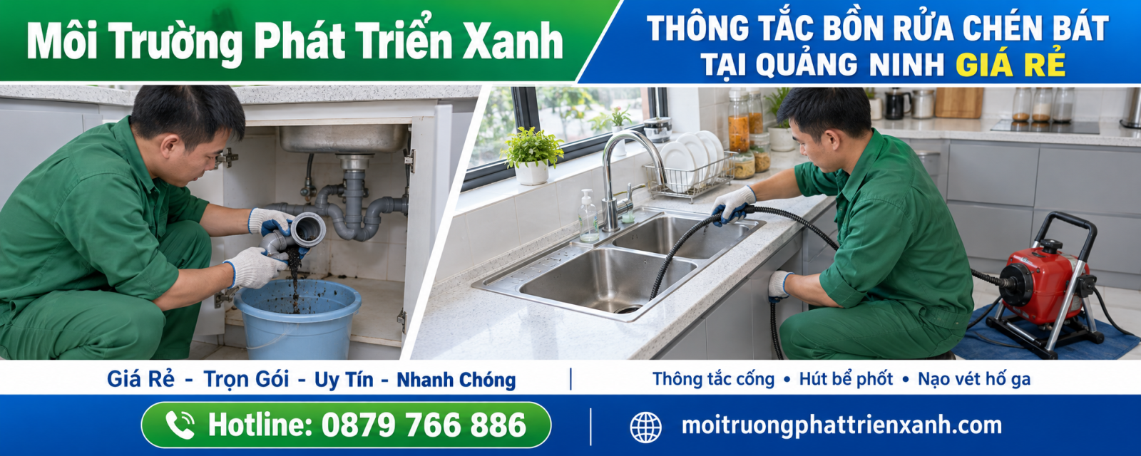 Thông tắc bồn rửa chén bát tại Quảng Ninh giá rẻ - xử lý cặn bám trong đường thoát nước bếp