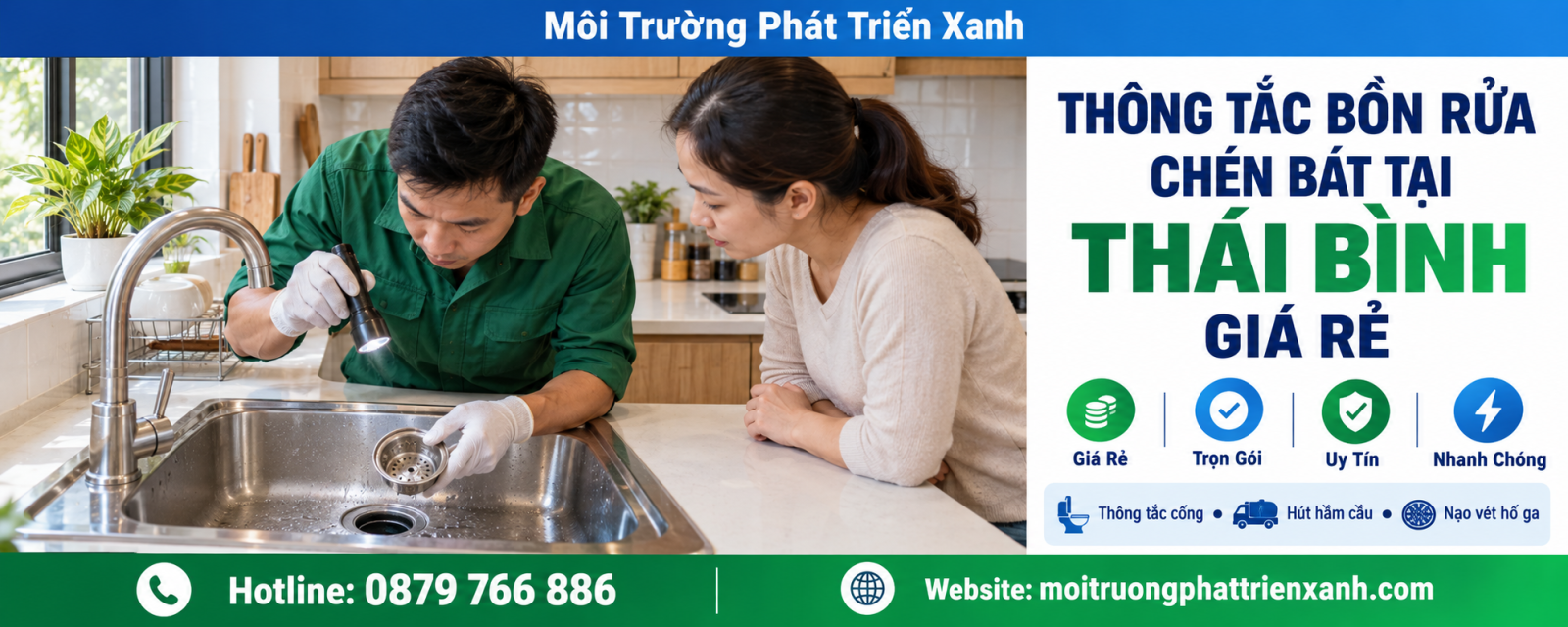 Thông Tắc Bồn Rửa Chén Bát Tại Thái Bình Giá Rẻ - kiểm tra nước đọng và đường ống dưới bồn