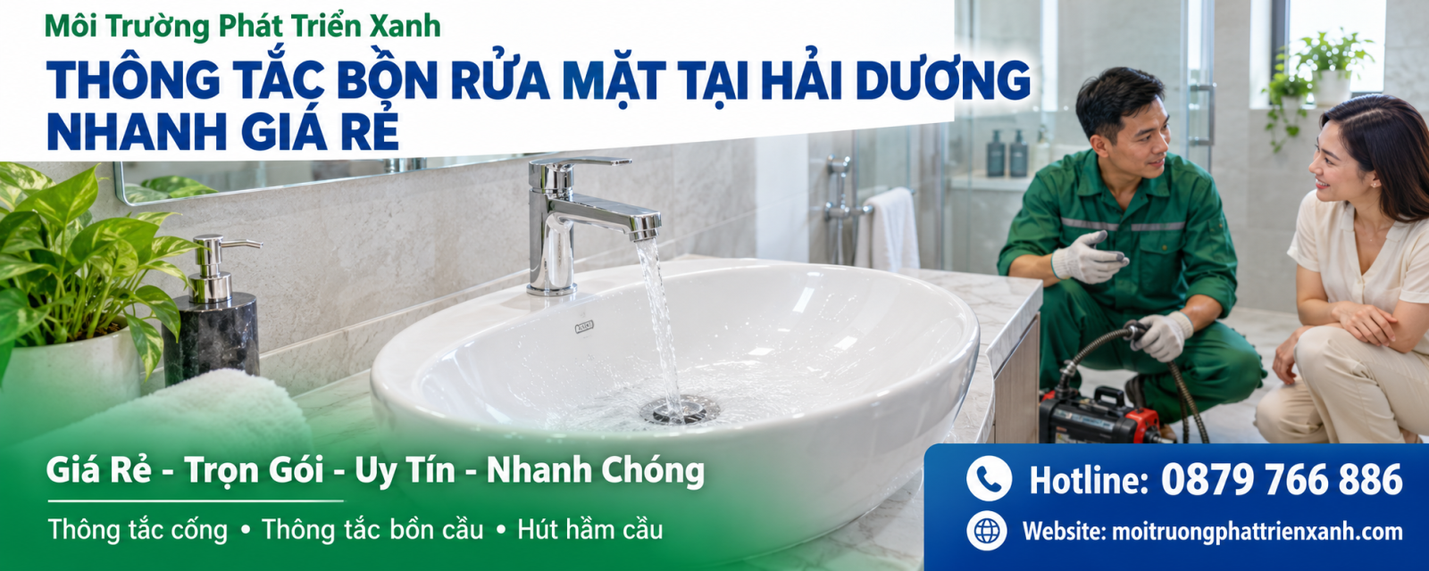 Thông Tắc Bồn Rửa Mặt Tại Hải Dương Nhanh Giá Rẻ – thử xả và kiểm tra rò rỉ sau xử lý