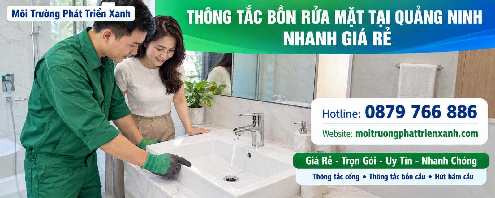Thông tắc bồn rửa mặt tại Quảng Ninh nhanh giá rẻ - thử dòng chảy và kiểm tra mối nối sau thi công
