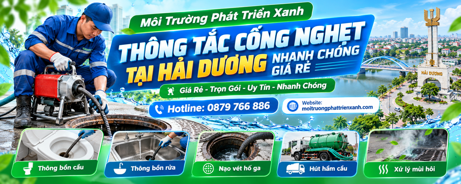Quy trình thông tắc cống nghẹt tại Hải Dương nhanh chóng giá rẻ bằng máy chuyên dụng