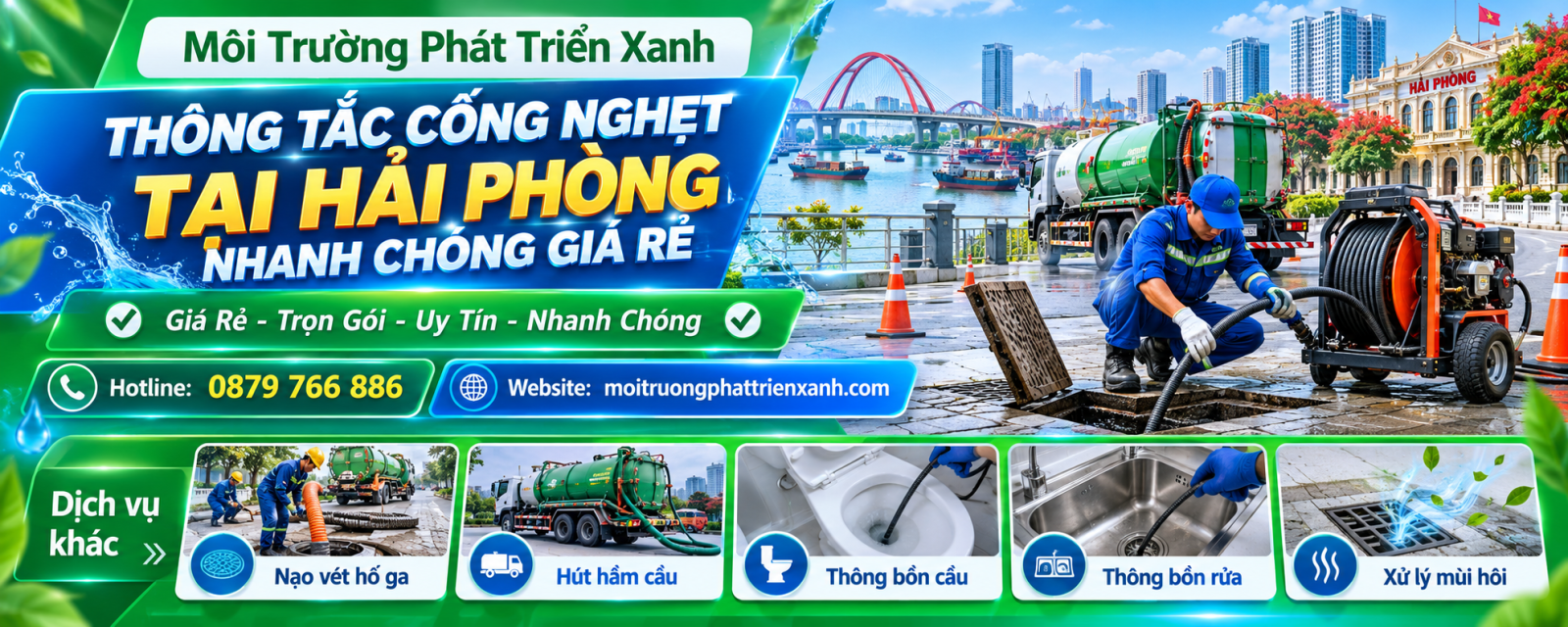 Quy trình Thông tắc cống nghẹt tại Hải Phòng nhanh chóng giá rẻ chuẩn 5 bước
