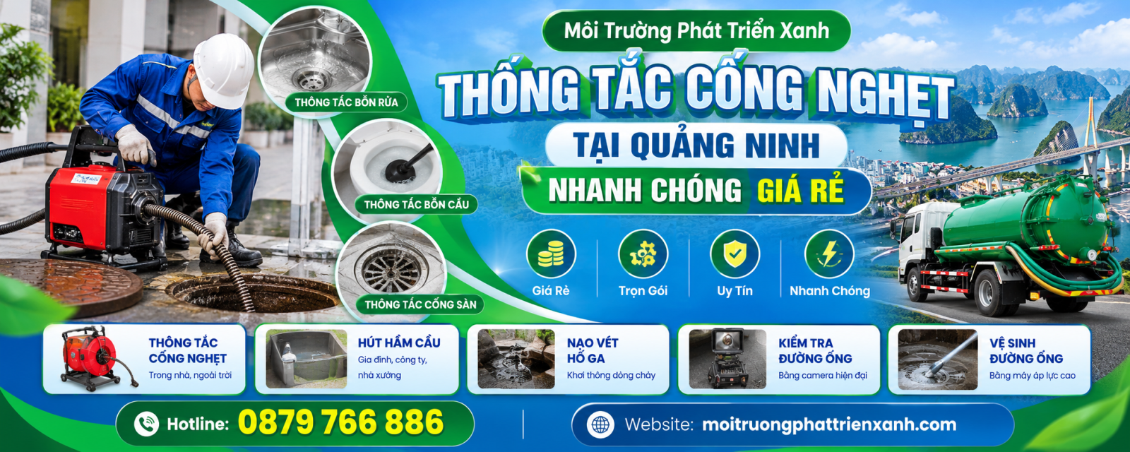 Thông tắc cống nghẹt tại Quảng Ninh nhanh chóng giá rẻ - kỹ thuật viên khảo sát đường ống