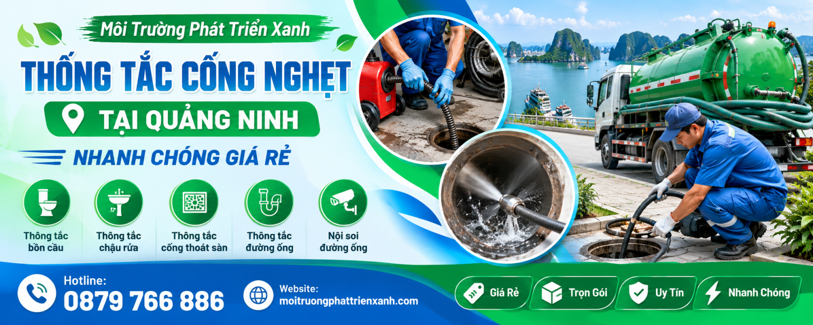 Thông tắc cống nghẹt tại Quảng Ninh nhanh chóng giá rẻ - thi công bằng máy lò xo chuyên dụng