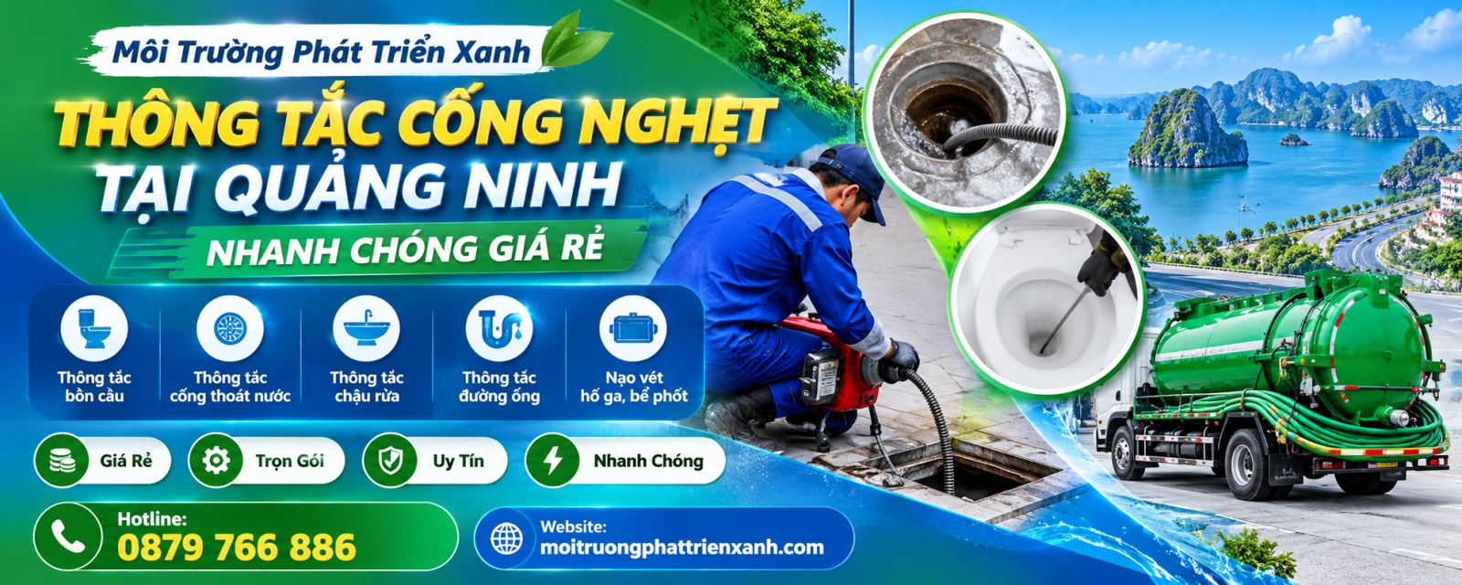 Thông tắc cống nghẹt tại Quảng Ninh nhanh chóng giá rẻ - nghiệm thu công trình cùng khách hàng