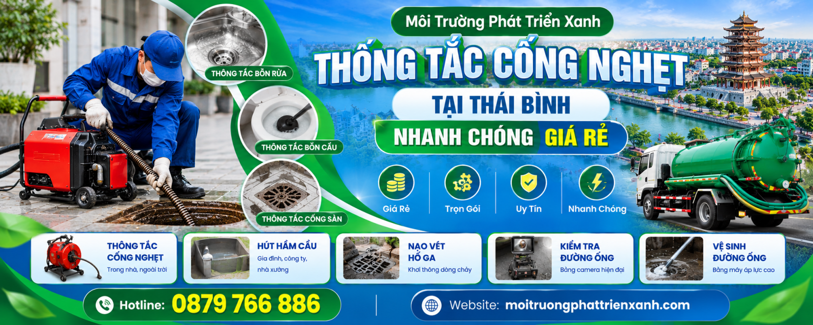 Thông Tắc Cống Nghẹt Tại Thái Bình Nhanh Chóng Giá Rẻ khảo sát đường ống thực tế