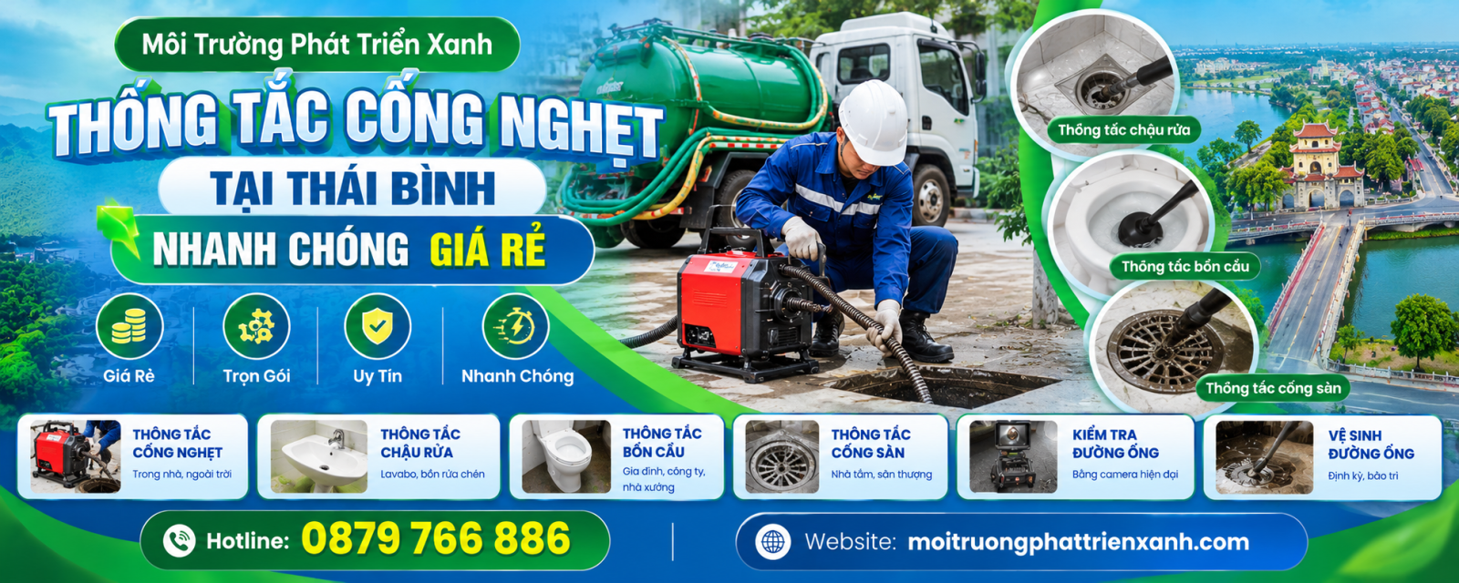 Thông Tắc Cống Nghẹt Tại Thái Bình Nhanh Chóng Giá Rẻ thi công nhanh gọn sạch