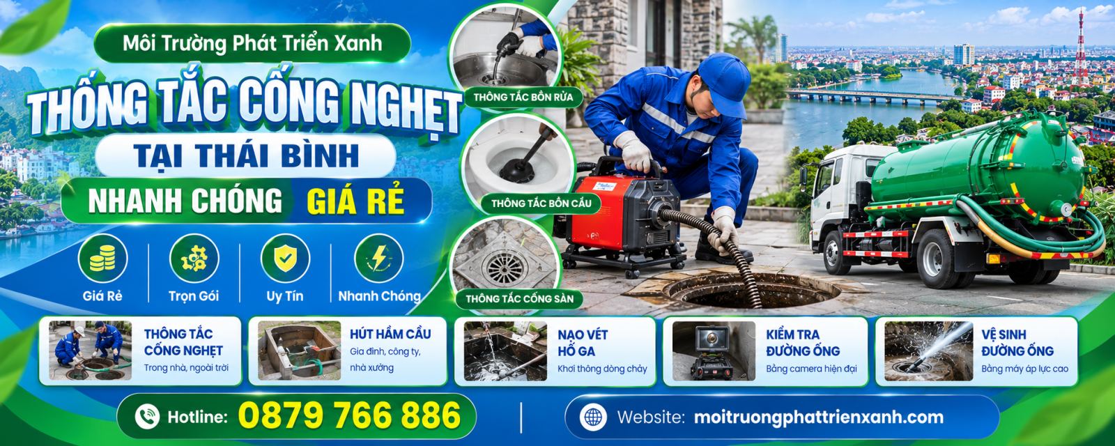 Thông Tắc Cống Nghẹt Tại Thái Bình Nhanh Chóng Giá Rẻ hoàn thành kiểm tra sạch sẽ
